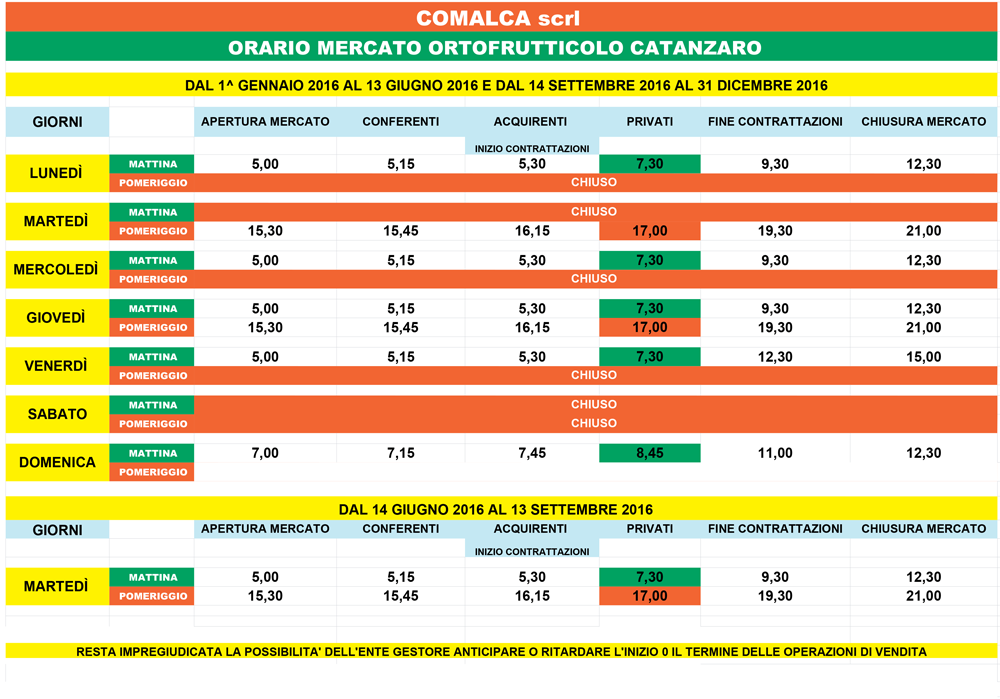 orario comalca anno 2016