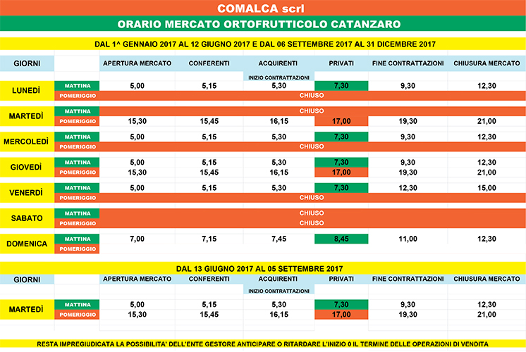 orario comalca anno 2017