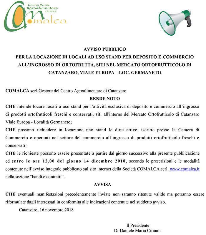 20181116 avviso stand 2018 estratto